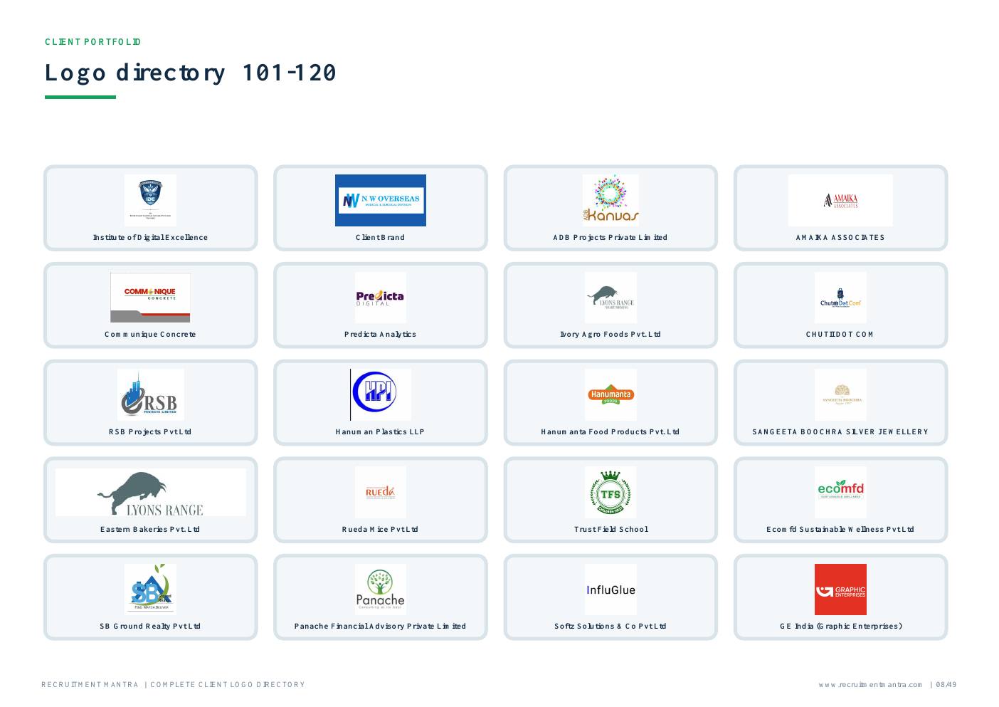 Recruitment Mantra client logos 101 to 120