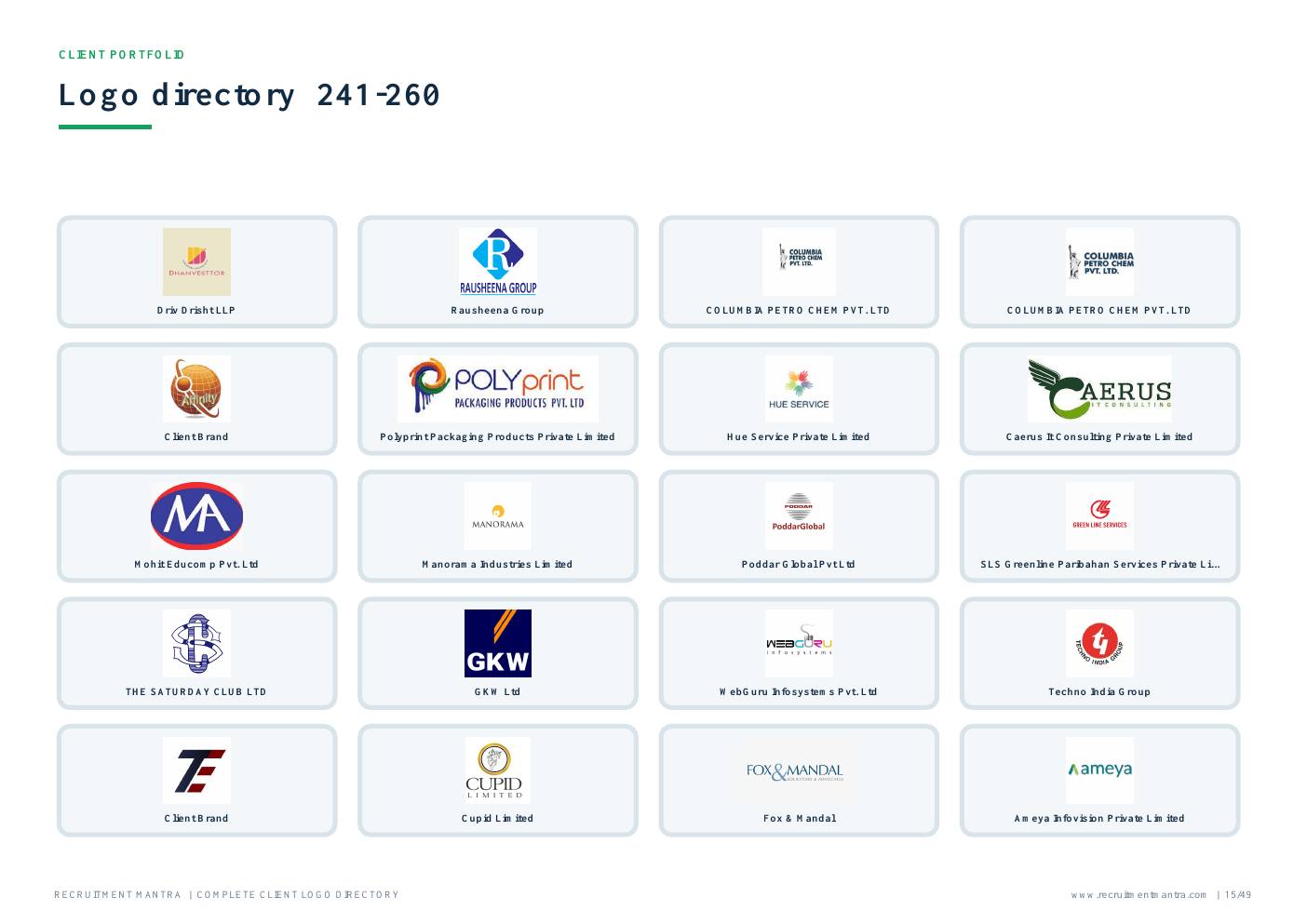 Recruitment Mantra client logos 241 to 260