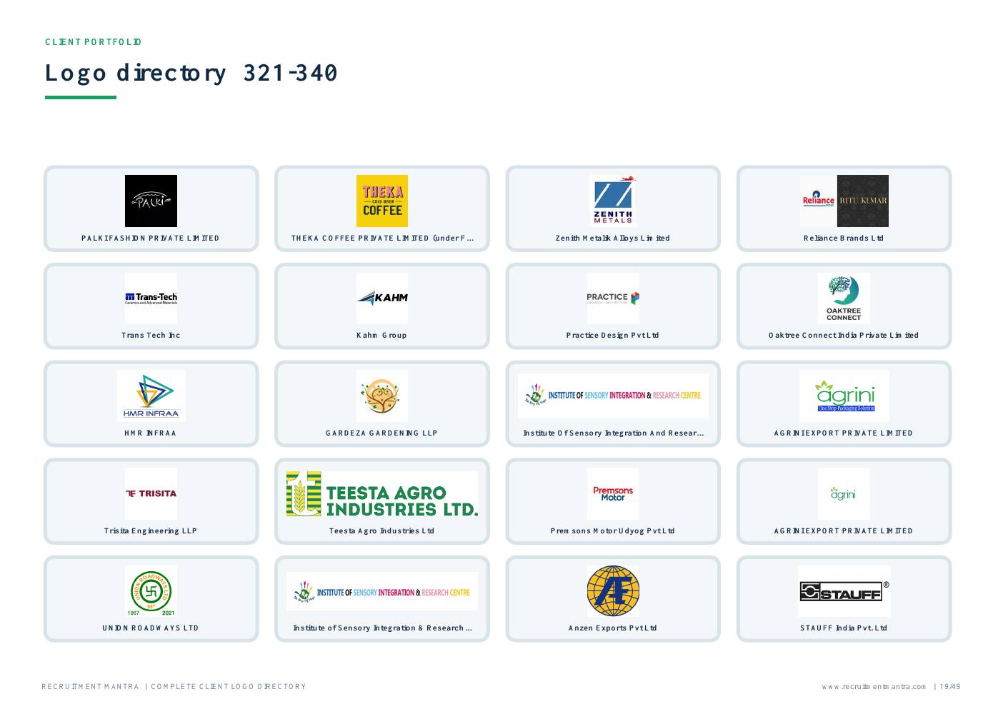 Recruitment Mantra client logos 321 to 340
