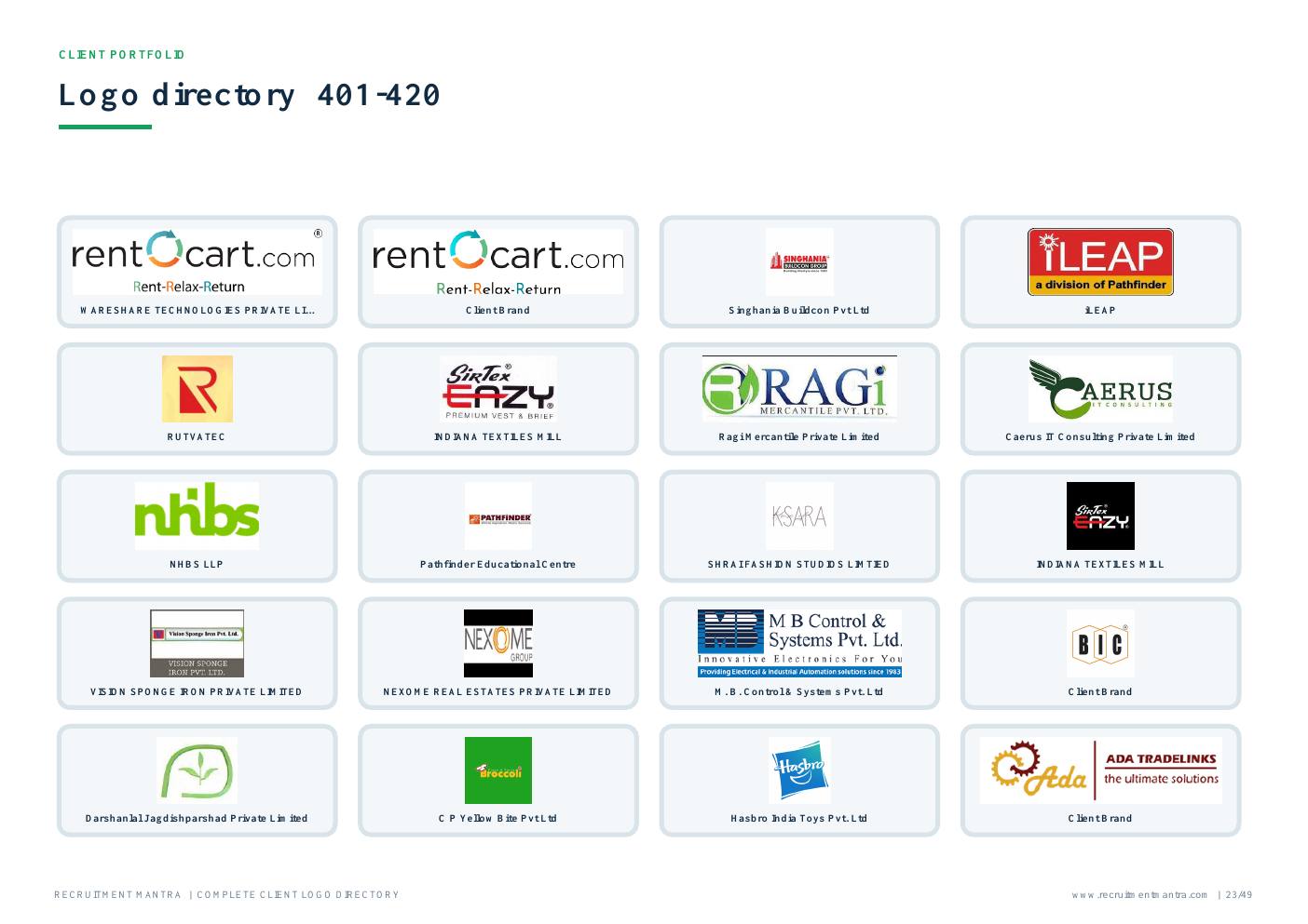 Recruitment Mantra client logos 401 to 420